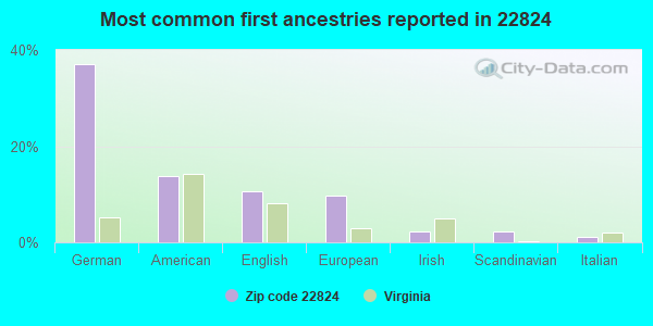 Most common first ancestries reported in 22824