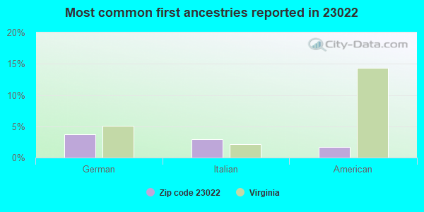 Most common first ancestries reported in 23022