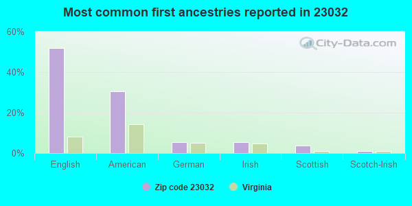 Most common first ancestries reported in 23032