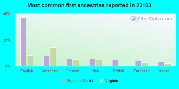 Most common first ancestries reported in 23103