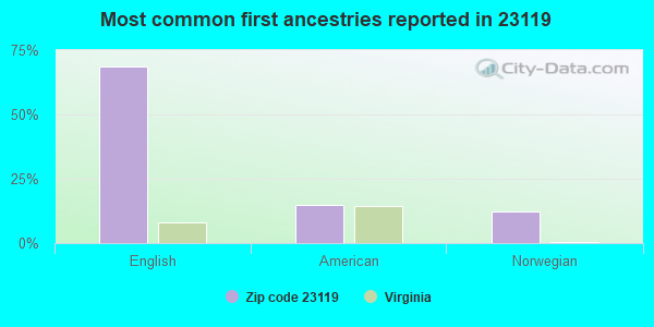 Most common first ancestries reported in 23119