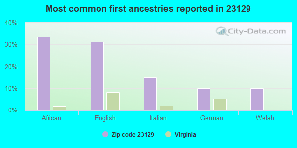 Most common first ancestries reported in 23129