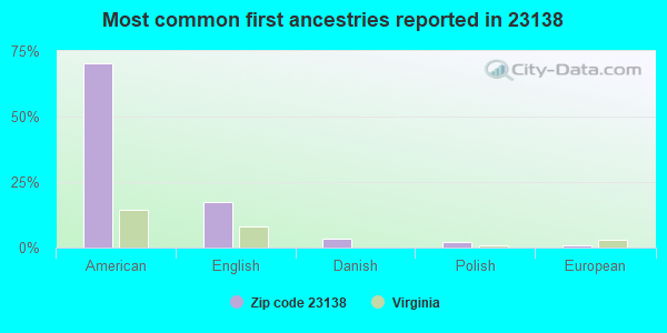 Most common first ancestries reported in 23138