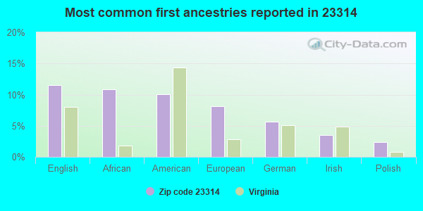 Most common first ancestries reported in 23314