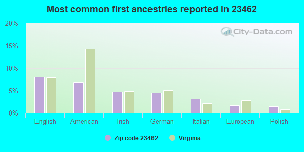 Most common first ancestries reported in 23462