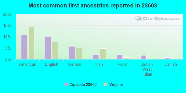 Most common first ancestries reported in 23603