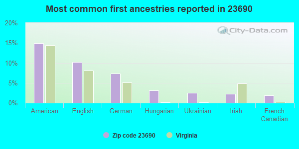 Most common first ancestries reported in 23690