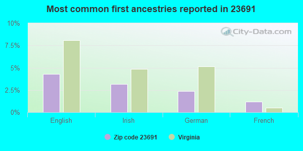 Most common first ancestries reported in 23691