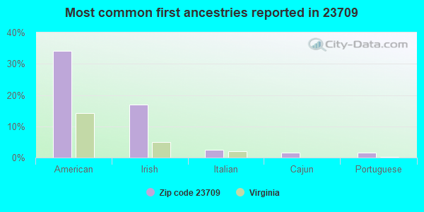 Most common first ancestries reported in 23709