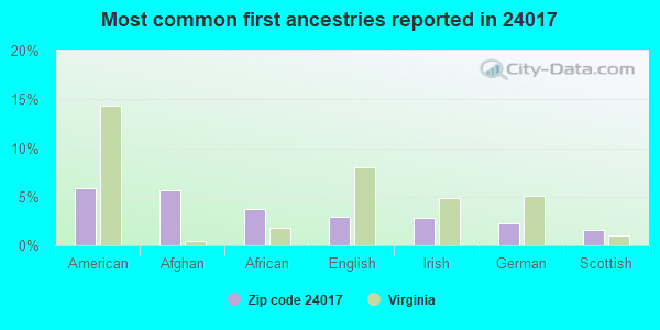 Most common first ancestries reported in 24017