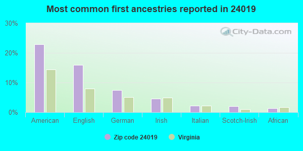 Most common first ancestries reported in 24019