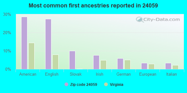 Most common first ancestries reported in 24059