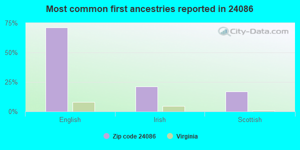 Most common first ancestries reported in 24086