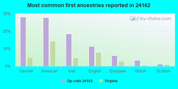 Most common first ancestries reported in 24162