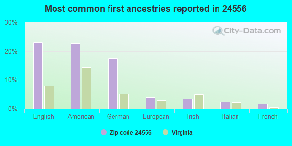 Most common first ancestries reported in 24556