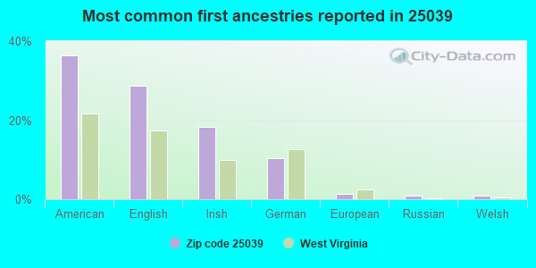 Most common first ancestries reported in 25039
