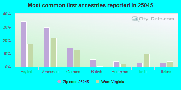 Most common first ancestries reported in 25045
