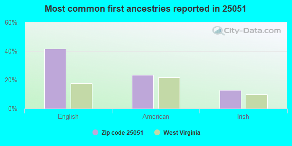 Most common first ancestries reported in 25051