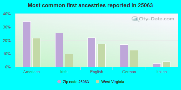 Most common first ancestries reported in 25063