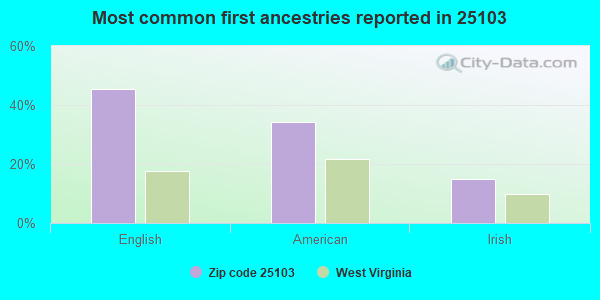 Most common first ancestries reported in 25103