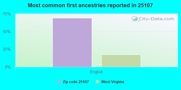 Most common first ancestries reported in 25107