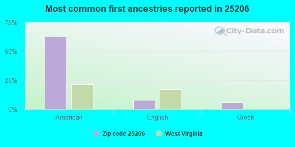 Most common first ancestries reported in 25206