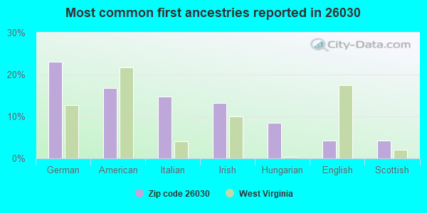 Most common first ancestries reported in 26030