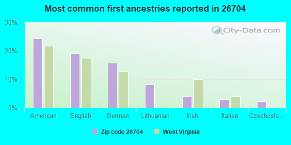 Most common first ancestries reported in 26704