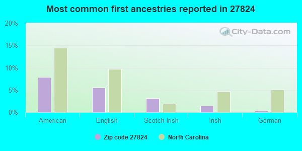 Most common first ancestries reported in 27824