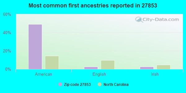 Most common first ancestries reported in 27853