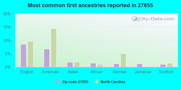 Most common first ancestries reported in 27855