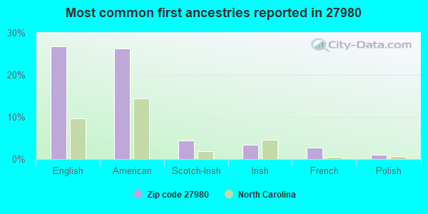 Most common first ancestries reported in 27980