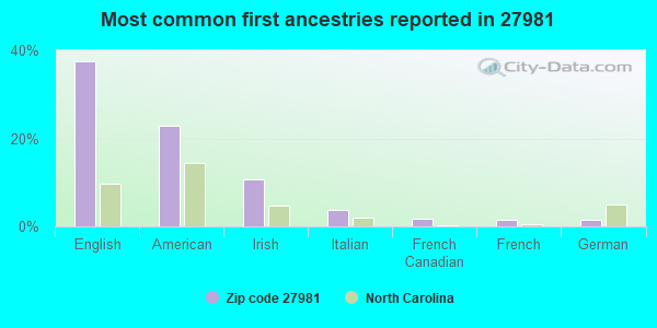 Most common first ancestries reported in 27981