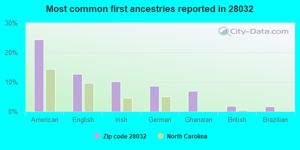 Most common first ancestries reported in 28032