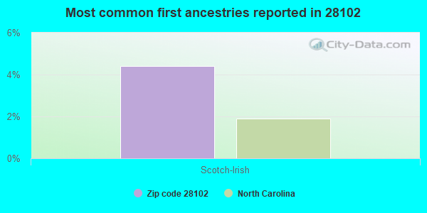Most common first ancestries reported in 28102