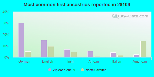 Most common first ancestries reported in 28109