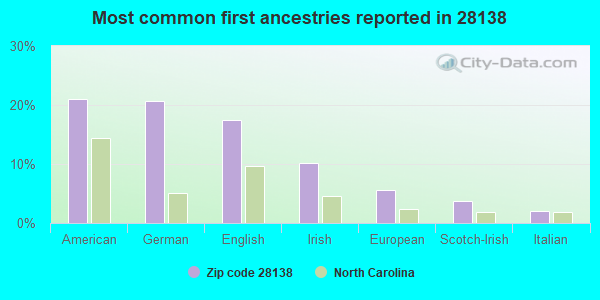 Most common first ancestries reported in 28138