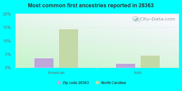 Most common first ancestries reported in 28363