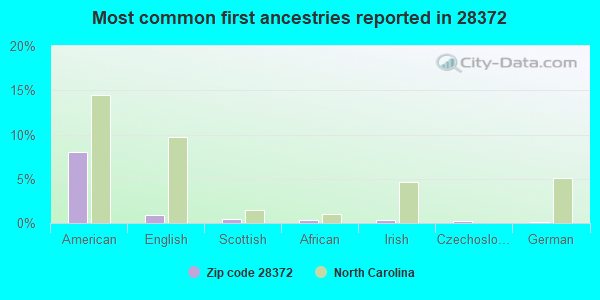 Most common first ancestries reported in 28372