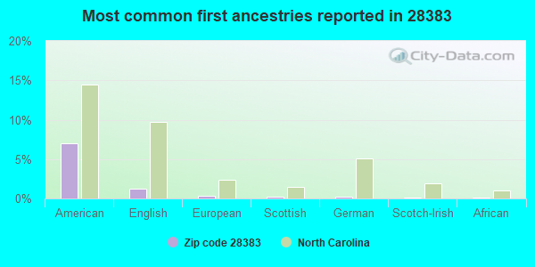 Most common first ancestries reported in 28383