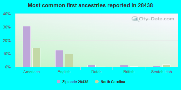 Most common first ancestries reported in 28438
