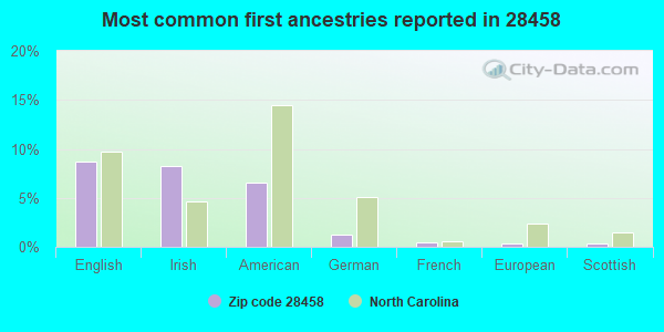 Most common first ancestries reported in 28458