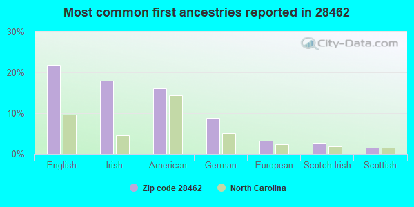 Most common first ancestries reported in 28462
