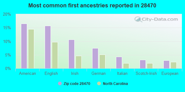 Most common first ancestries reported in 28470