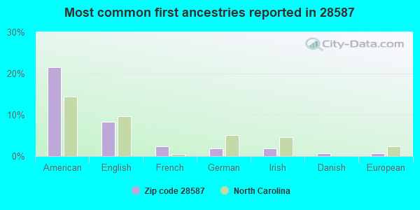 Most common first ancestries reported in 28587