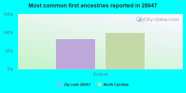Most common first ancestries reported in 28647