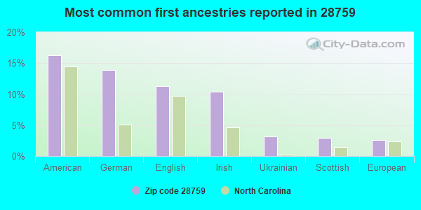 Most common first ancestries reported in 28759