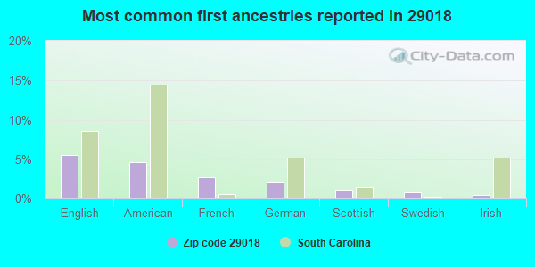 Most common first ancestries reported in 29018