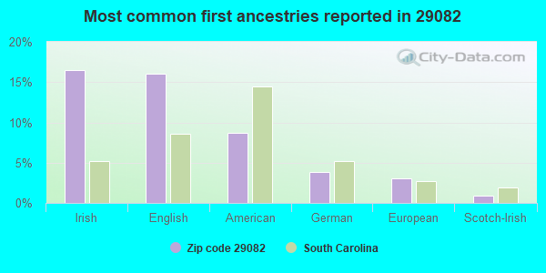 Most common first ancestries reported in 29082