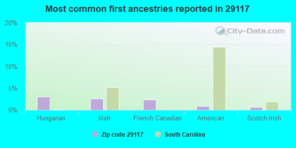 Most common first ancestries reported in 29117